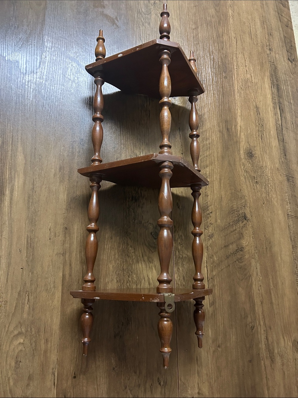 Vintage Brown Wooden Corner Shelf - Unbranded - Picture 2 of 4